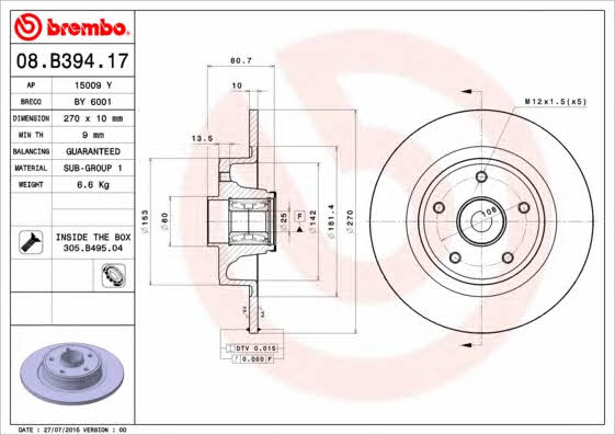 Buy Brembo 08B39417 – good price at EXIST.AE!