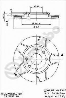 Front vented brake disc Brembo 09.5196.75