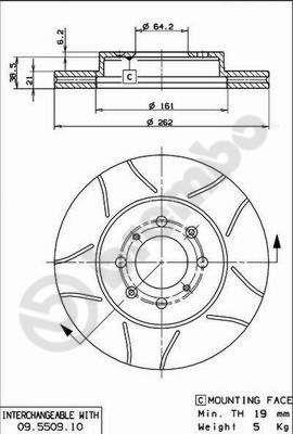 Front vented brake disc Brembo 09.5509.75