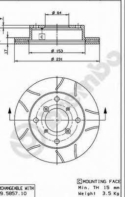 Front vented brake disc Brembo 09.5857.75