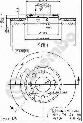 Front vented brake disc Brembo 09.7628.11