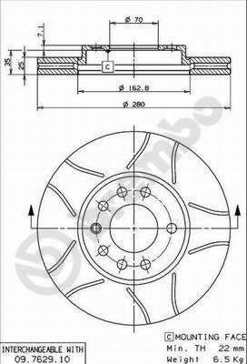 Front vented brake disc Brembo 09.7629.75