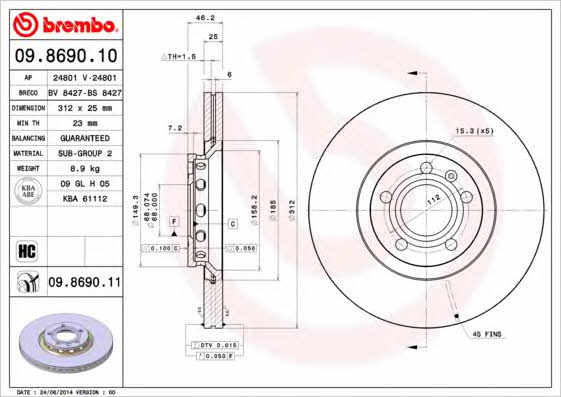 Brembo Vented brake disc, 1 pc – price [object Object] PLN
