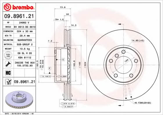 Buy Brembo 09896121 – good price at EXIST.AE!