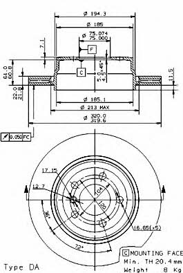 Rear vented brake disc Brembo 09.9573.11