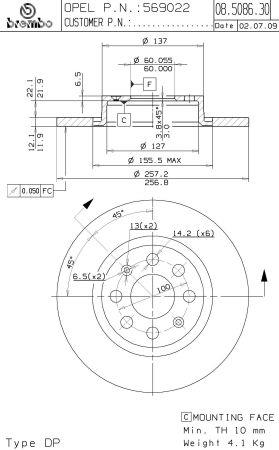 Unventilated brake disc Brembo 08.5086.34