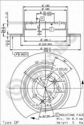 Brembo Rear brake disc, non-ventilated – price 136 PLN