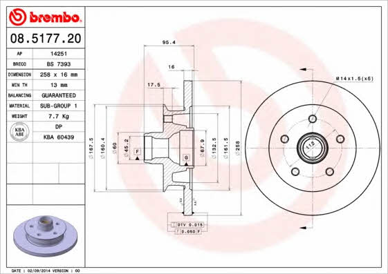 Unventilated front brake disc Brembo 08.5177.20