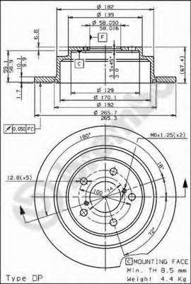 Rear brake disc, non-ventilated Brembo 08.6897.14