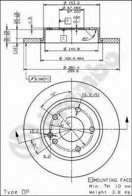 Unventilated front brake disc Brembo 08.7358.11