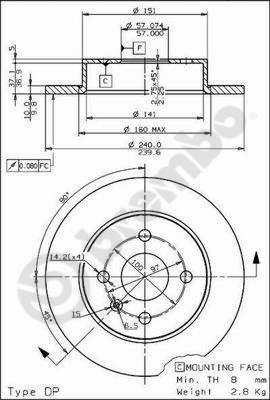 Unventilated brake disc Brembo 08.7626.75