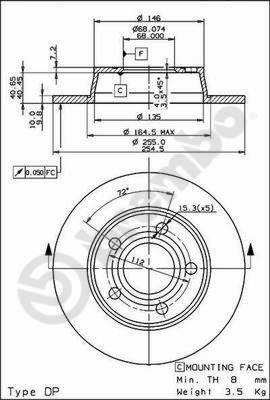 Brembo Rear solid brake disc – price [object Object] PLN