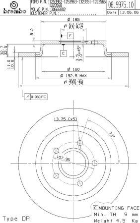 Brembo Rear solid brake disc – price [object Object] PLN