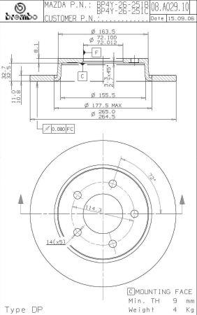 Brembo Rear solid brake disc – price [object Object] PLN