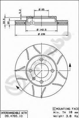 Ventilated disc brake, 1 pcs. Brembo 09.4765.75