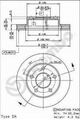 Front brake disc ventilated Brembo 09.4914.40