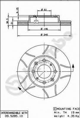 Ventilated disc brake, 1 pcs. Brembo 09.5285.75