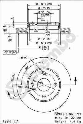 Vented brake disc, 1 pc Brembo 09.5581.34