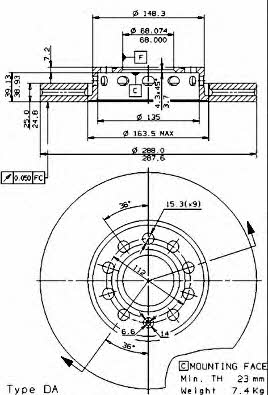 Brembo Vented brake disc, 1 pc – price [object Object] PLN
