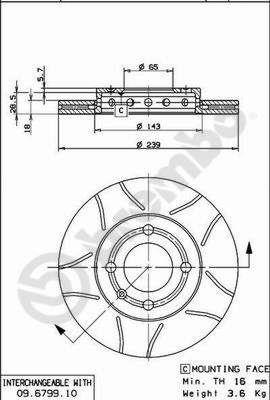 Vented brake disc, 1 pc Brembo 09.6799.75