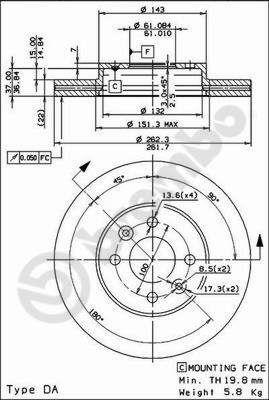 Vented brake disc, 1 pc Brembo 09.7292.34