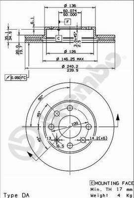 Front vented brake disc Brembo 09.8635.75