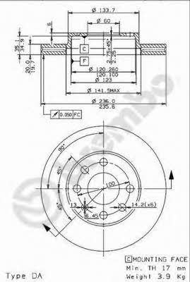 Ventilated disc brake, 1 pcs. Brembo 09.9607.14