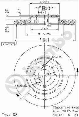 Vented brake disc, 1 pc Brembo 09.9624.14