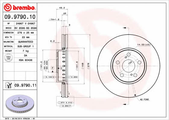 Brembo 09.9790.10 Front brake disc ventilated 09979010