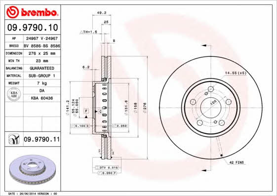 Front vented brake disc Brembo 09.9790.11