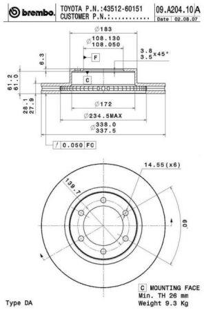 Brembo Ventilated disc brake, 1 pcs. – price 232 PLN