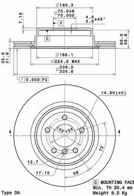 Rear vented brake disc Brembo 09.A270.11