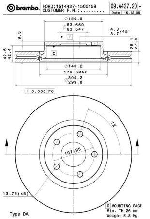 Brembo Vented brake disc, 1 pc – price [object Object] PLN
