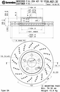 Front vented brake disc Brembo 09.A621.31