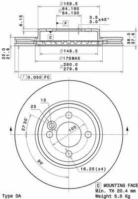 Ventilated disc brake, 1 pcs. Brembo 09.A761.11