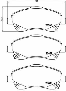 Front disc brake pads, set Brembo P 83 046