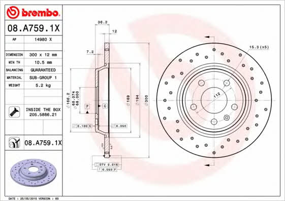 Buy Brembo 08A7591X – good price at EXIST.AE!