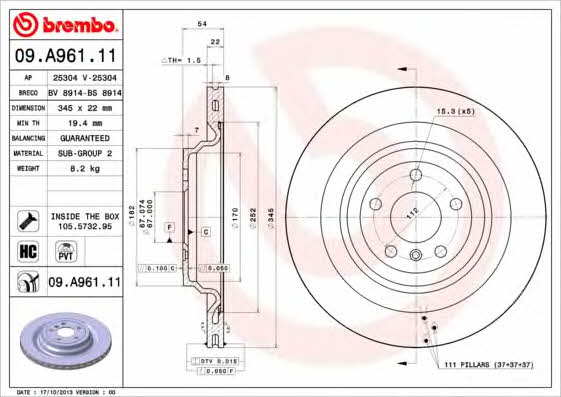 Buy Brembo 09A96111 – good price at EXIST.AE!