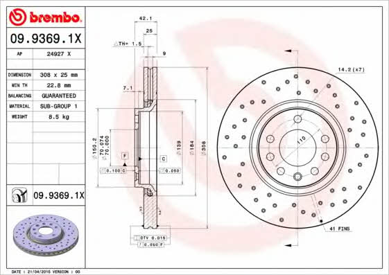 Buy Brembo 0993691X – good price at EXIST.AE!