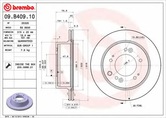 Brembo Rear vented brake disc – price [object Object] PLN
