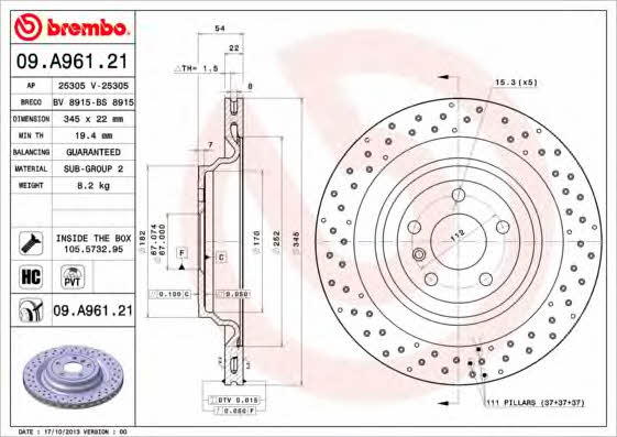 Buy Brembo 09A96121 – good price at EXIST.AE!