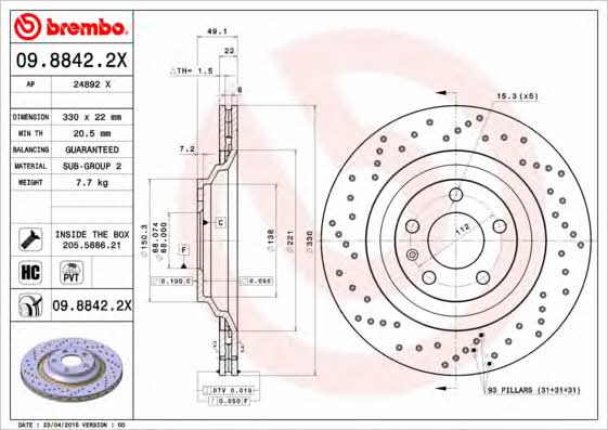 Buy Brembo 0988422X – good price at EXIST.AE!