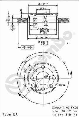 Brembo Vented brake disc, 1 pc – price [object Object] PLN