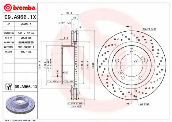 Buy Brembo 09A9661X – good price at EXIST.AE!