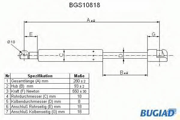 Bugiad BGS10818 Gas Spring, boot-/cargo area BGS10818