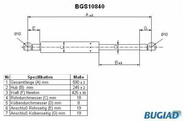 Bugiad BGS10840 Gas Spring, boot-/cargo area BGS10840