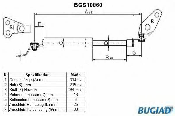 Bugiad BGS10860 Gas Spring, boot-/cargo area BGS10860