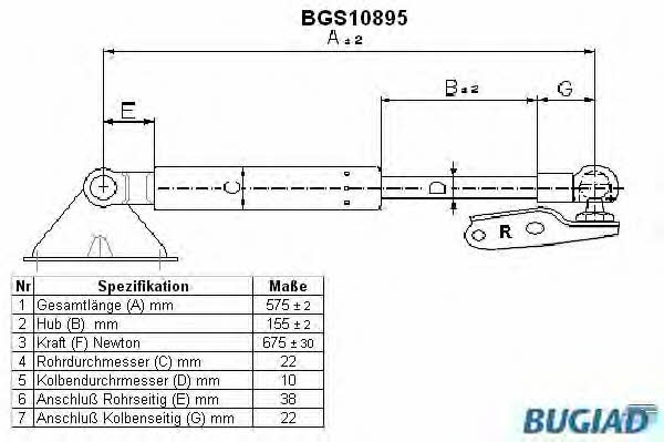 Bugiad BGS10895 Gas Spring, boot-/cargo area BGS10895