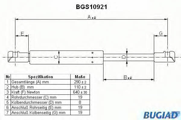 Bugiad BGS10921 Gas hood spring BGS10921