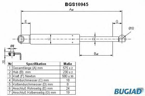 Bugiad BGS10945 Gas Spring, boot-/cargo area BGS10945